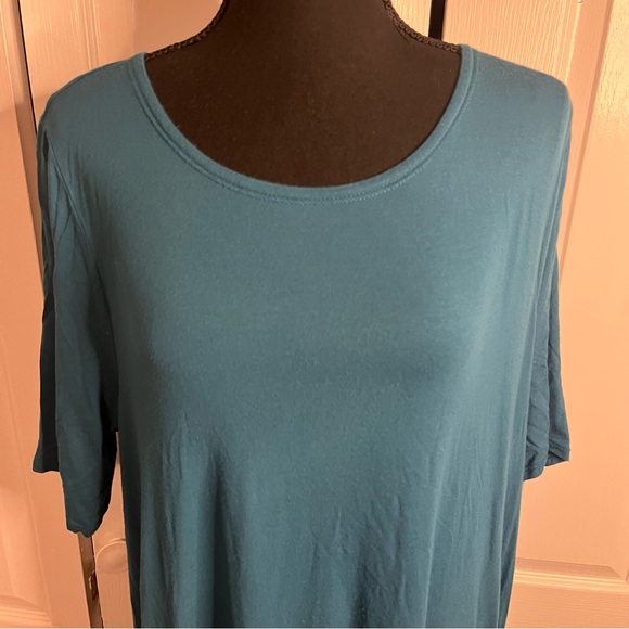 Eileen Fisher Turquoise stretch t-shirt dress Sz XL Minimalist Designer  Long - Picture 2 of 6